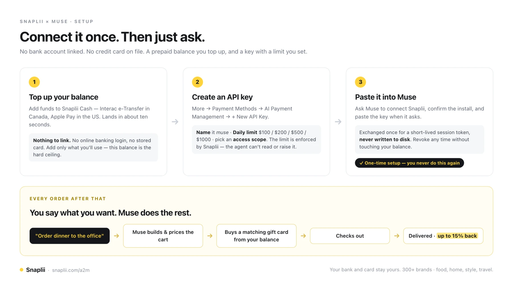 How to Connect Snaplii to Muse — One-Time Setup, 3 Steps